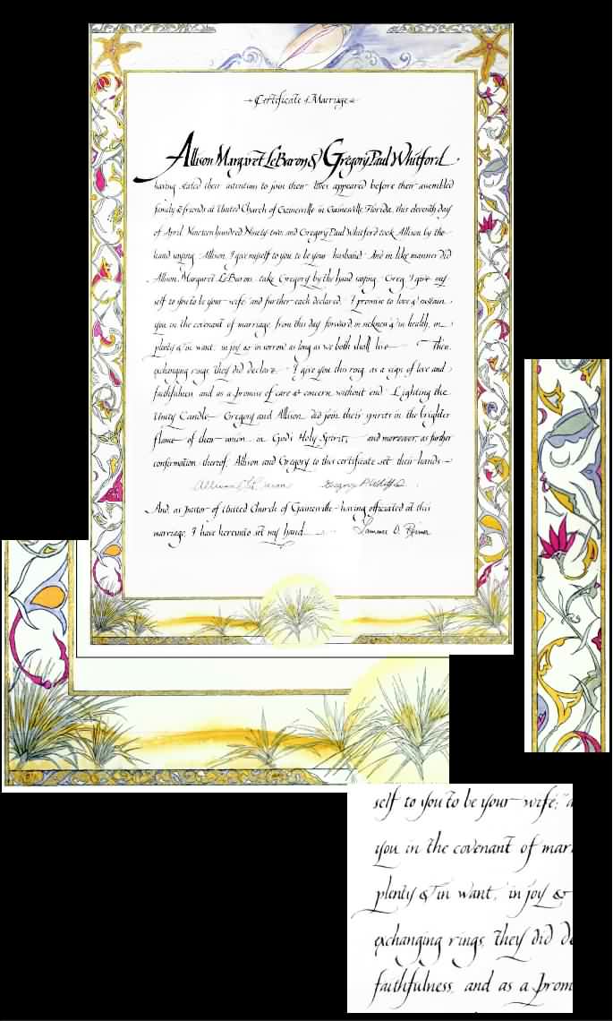 SAMPLE MARRIAGE CERTIFICATE OCEANSIDE with SCROLLWORK