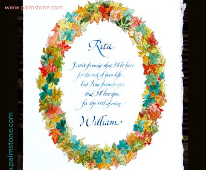 Shamrock Floral Wreath Watercolor with Italic calligraphy lettering